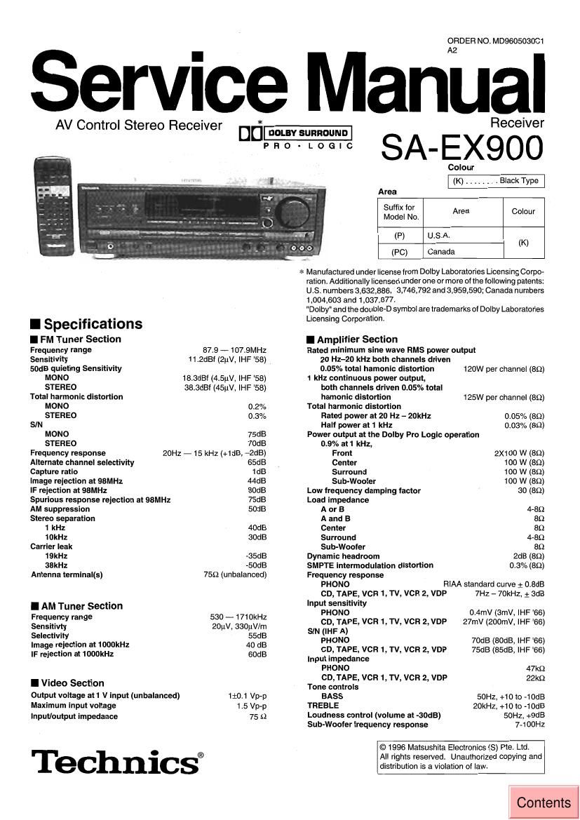 Technics SAEX 900 Service Manual