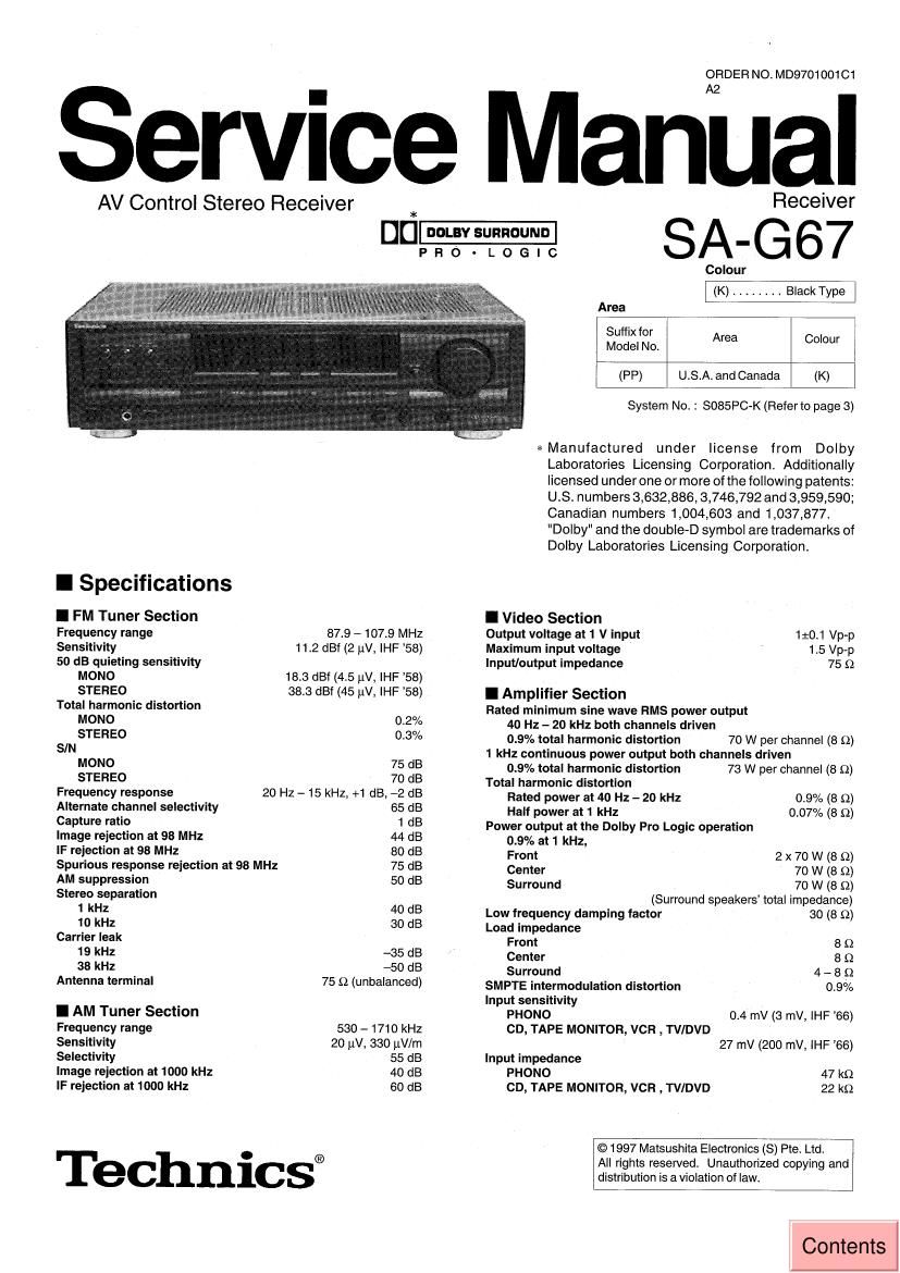 Technics SAG 67 Service Manual