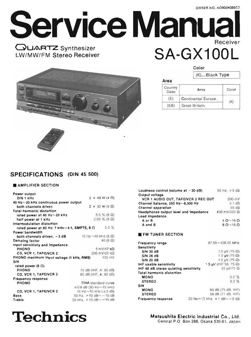 Technics SAGX 100 L Service Manual