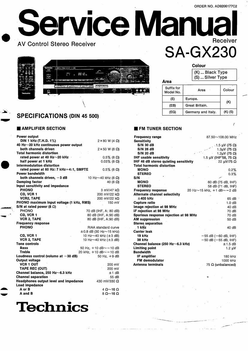 Technics SAGX 230 Service Manual
