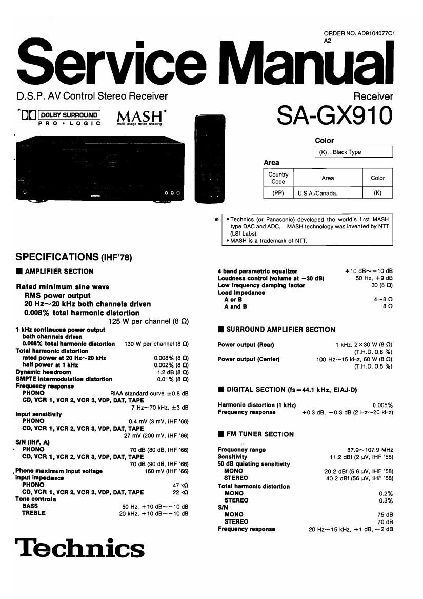 Technics SAGX 910 Service Manual
