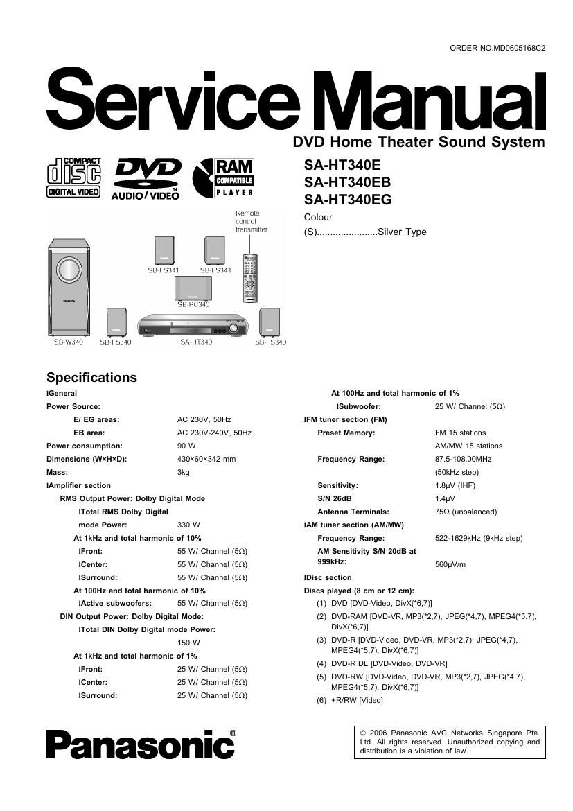 Technics SAHT 340E 340EB 340 EG Service Manual