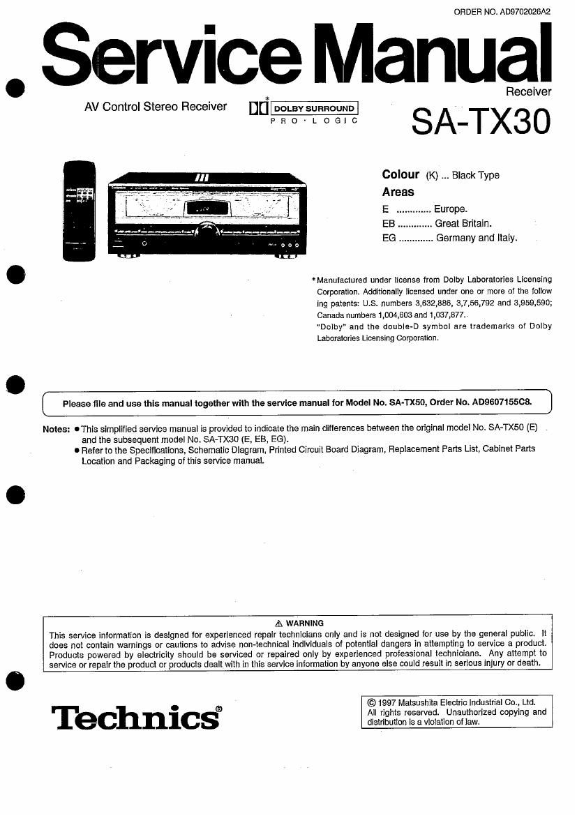 Technics SATX 30 Service Manual