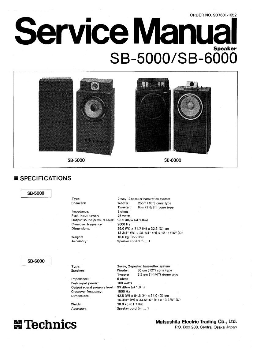 Technics SB 5000 SB 6000 Service Manual