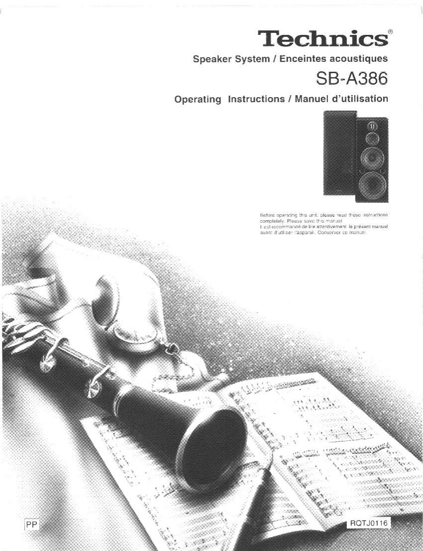 Technics SB A386 Owners Manual