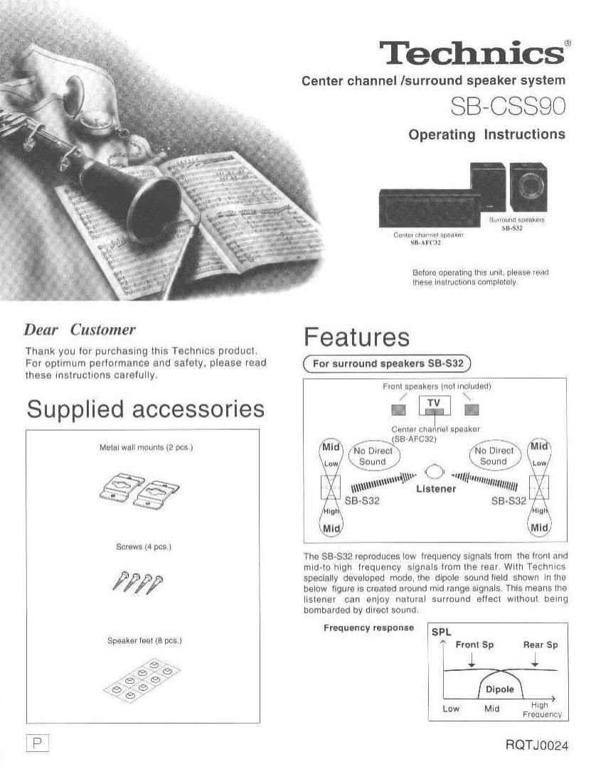 Technics SB CSS90 Owners Manual
