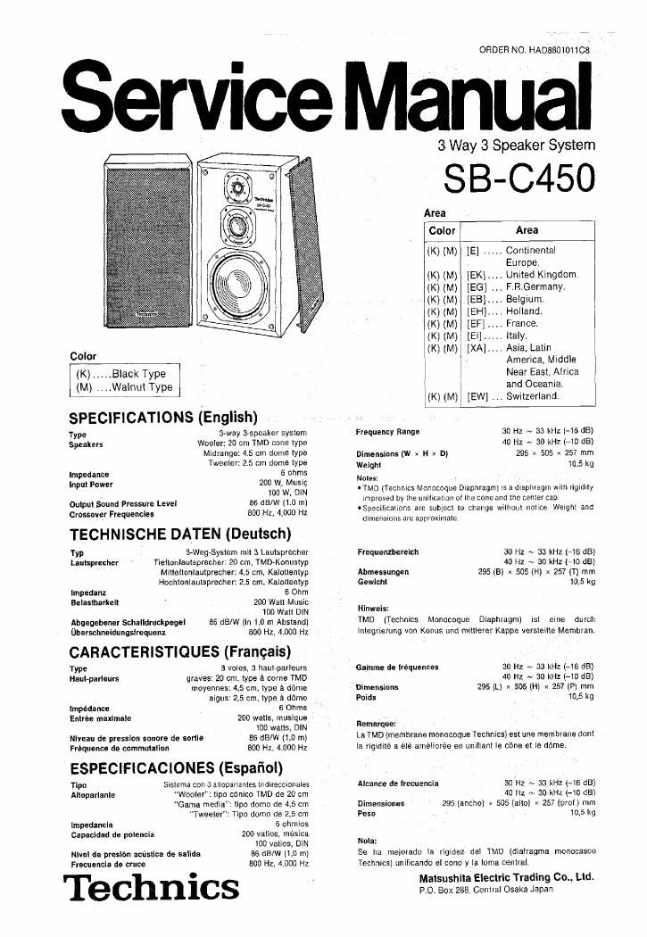 Technics SBC 450 Service Manual