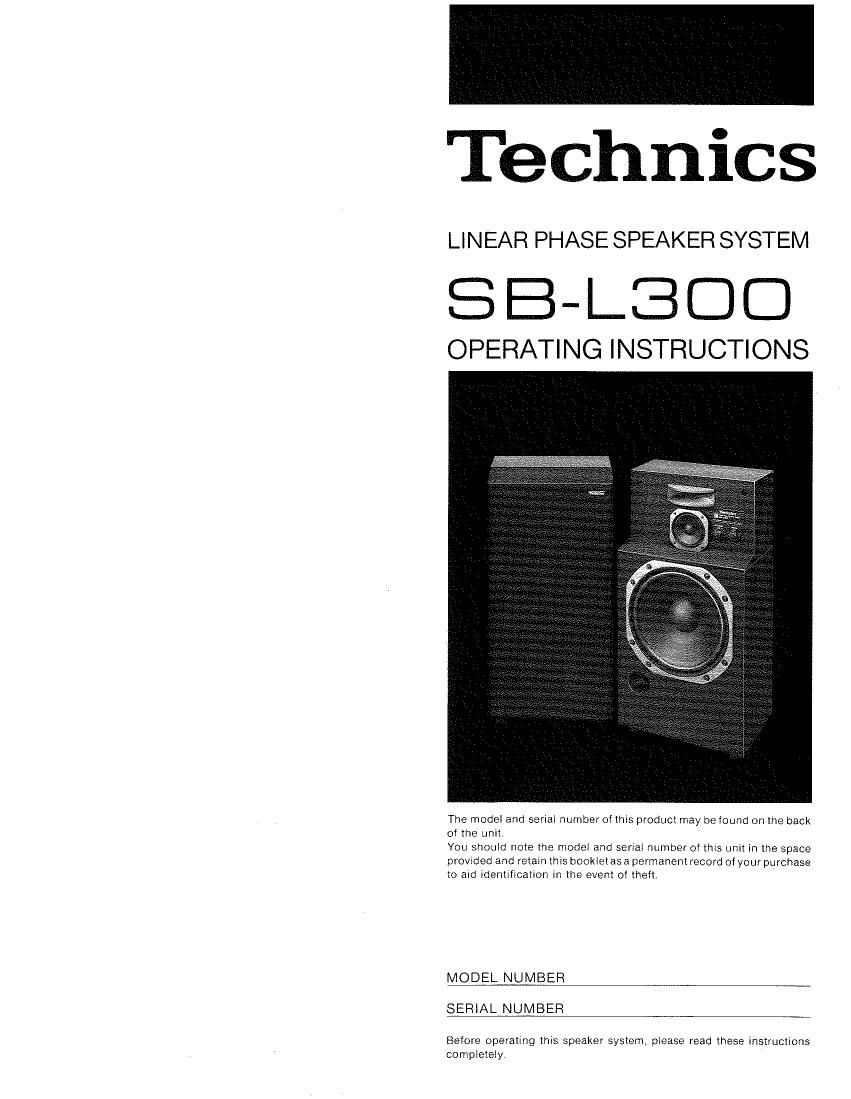 Technics SBL 300 Owners Manual