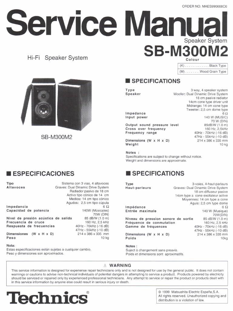 Technics SBM 300 M 2 Service Manual