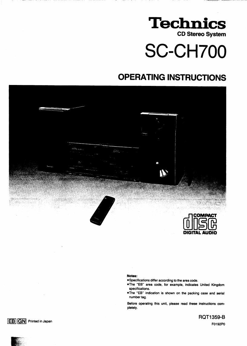 Technics SC CH700 Owners Manual