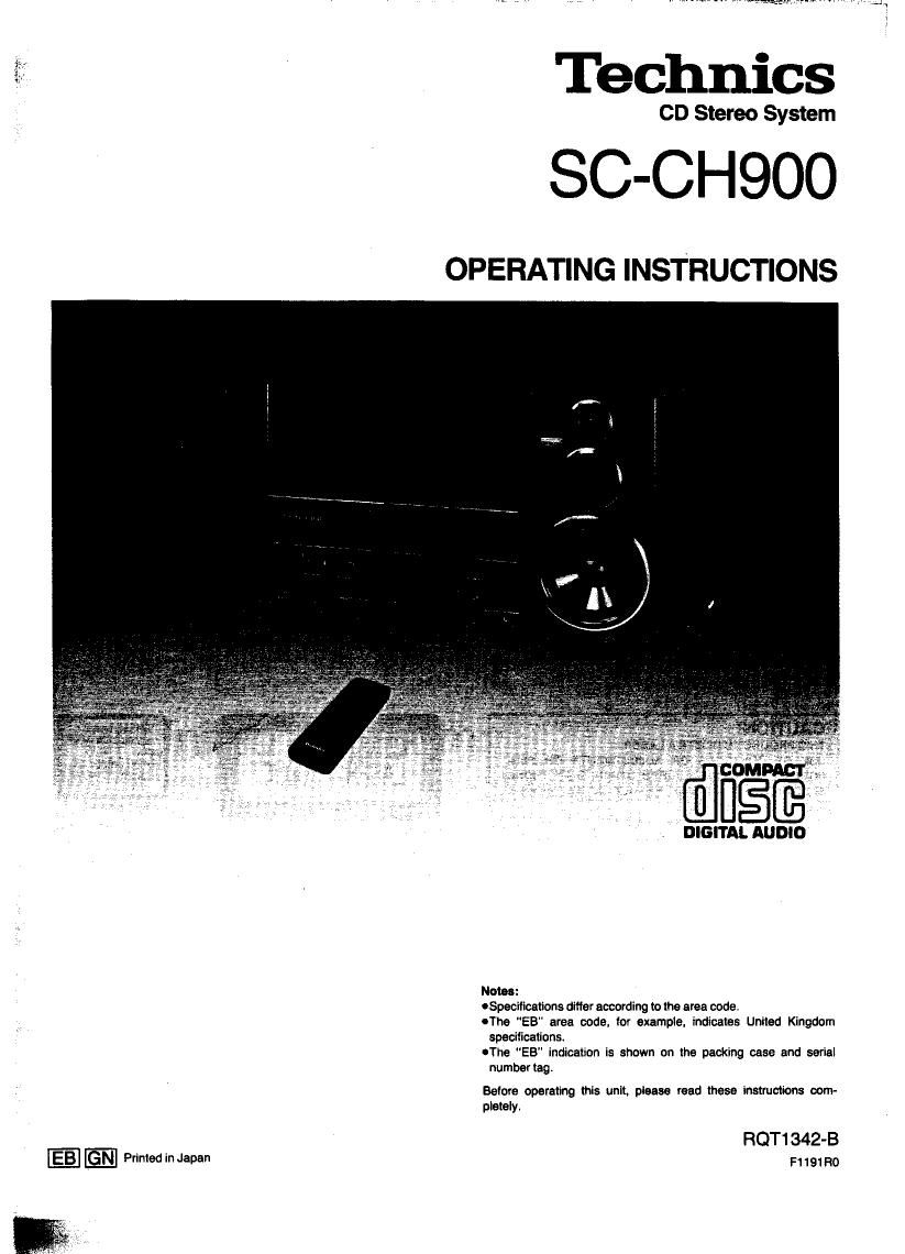 Technics SC CH900 Owners Manual