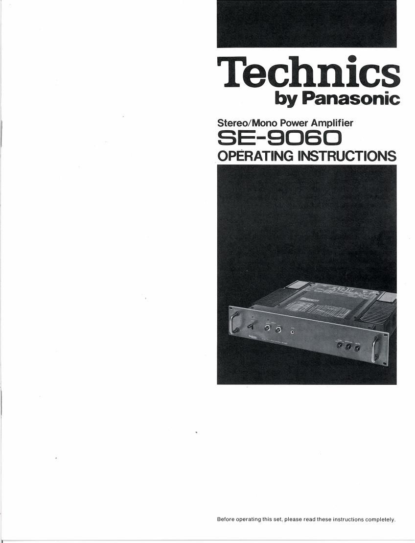 Technics SE 9060 Owners Manual
