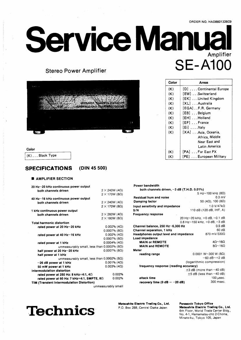 Technics SEA 100 Service Manual