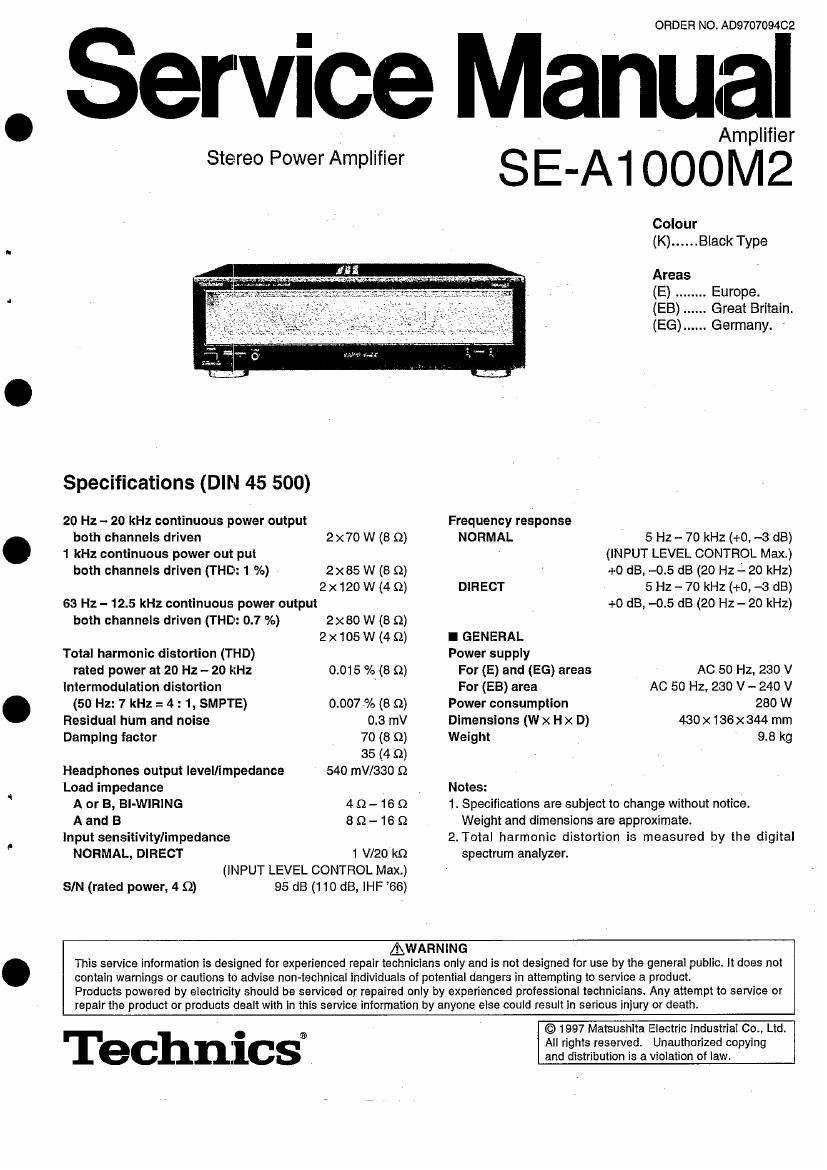 Technics SEA 1000 M 2 Service Manual