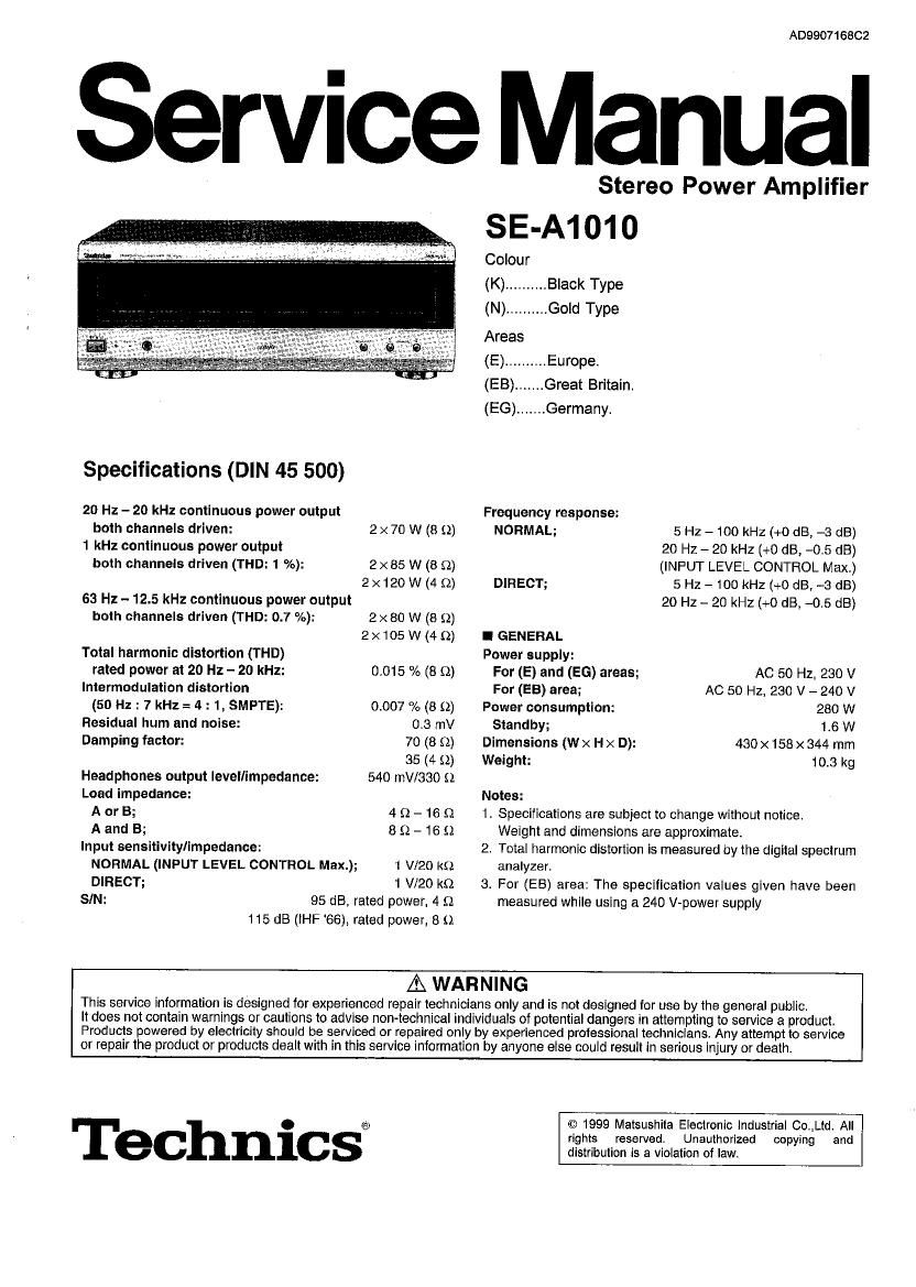 Technics SEA 1010 Service Manual