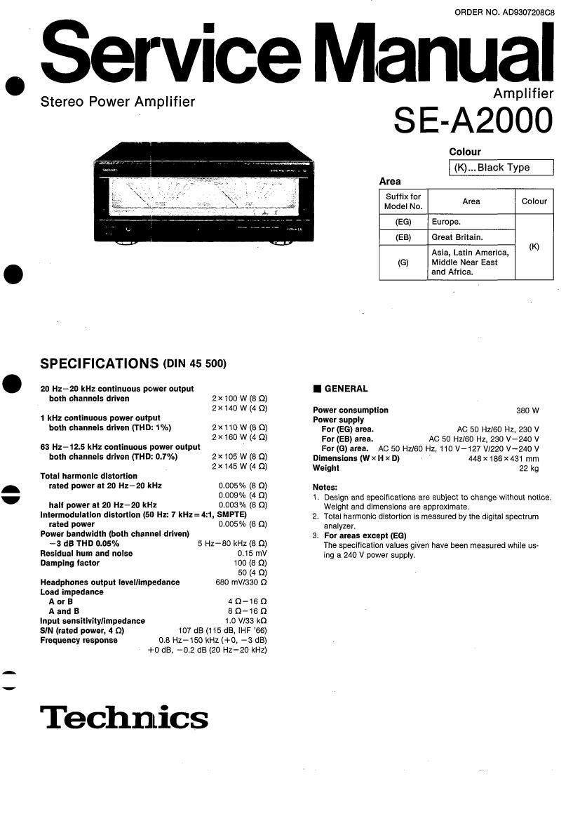Technics SEA 2000 Service Manual