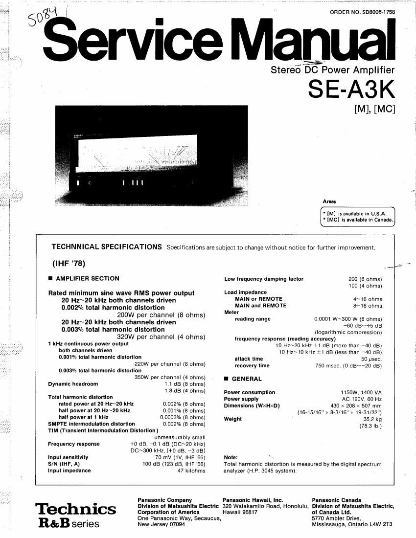 Technics SEA 3 K Service Manual