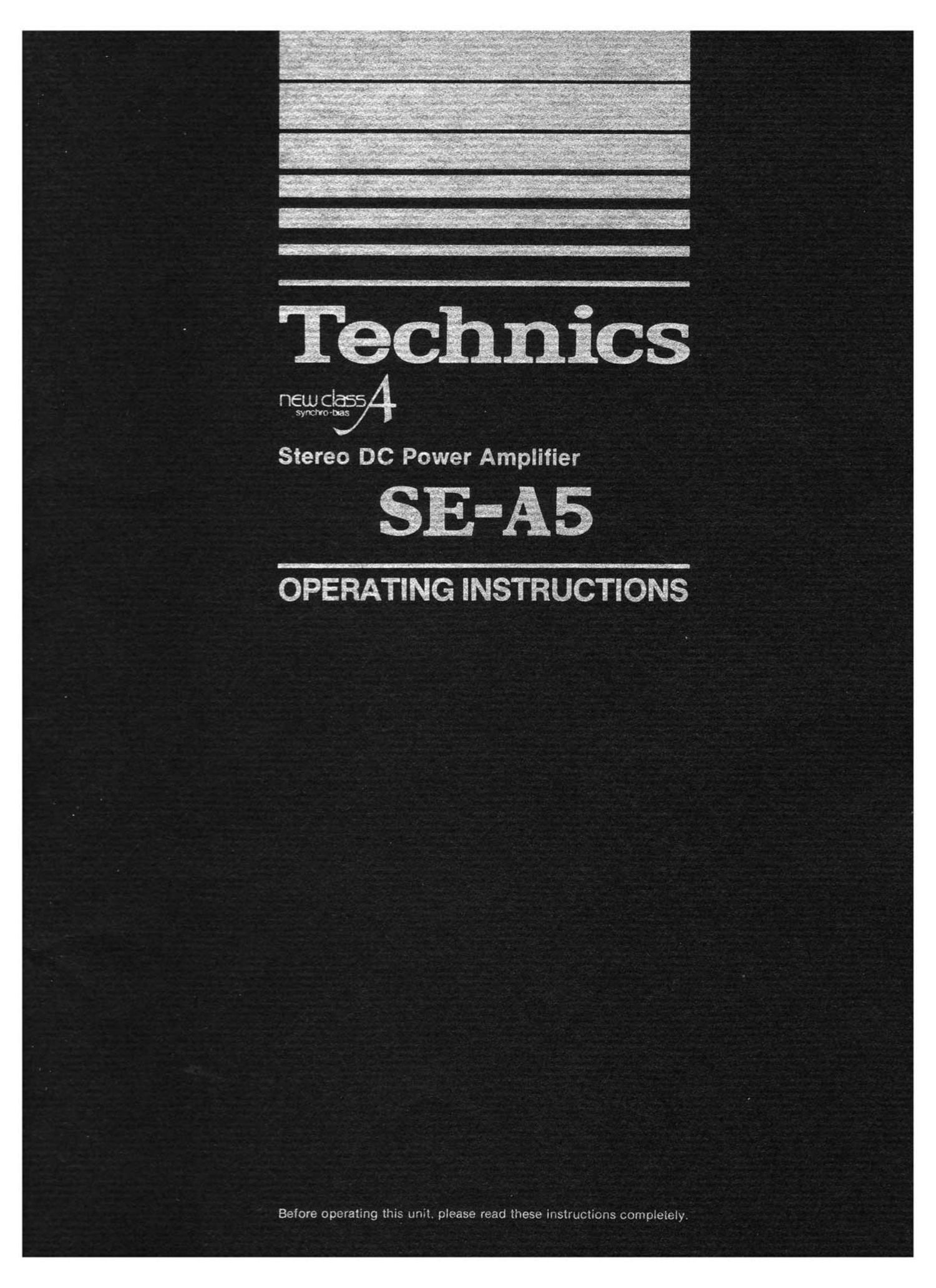 Technics SEA 5 Owners Manual