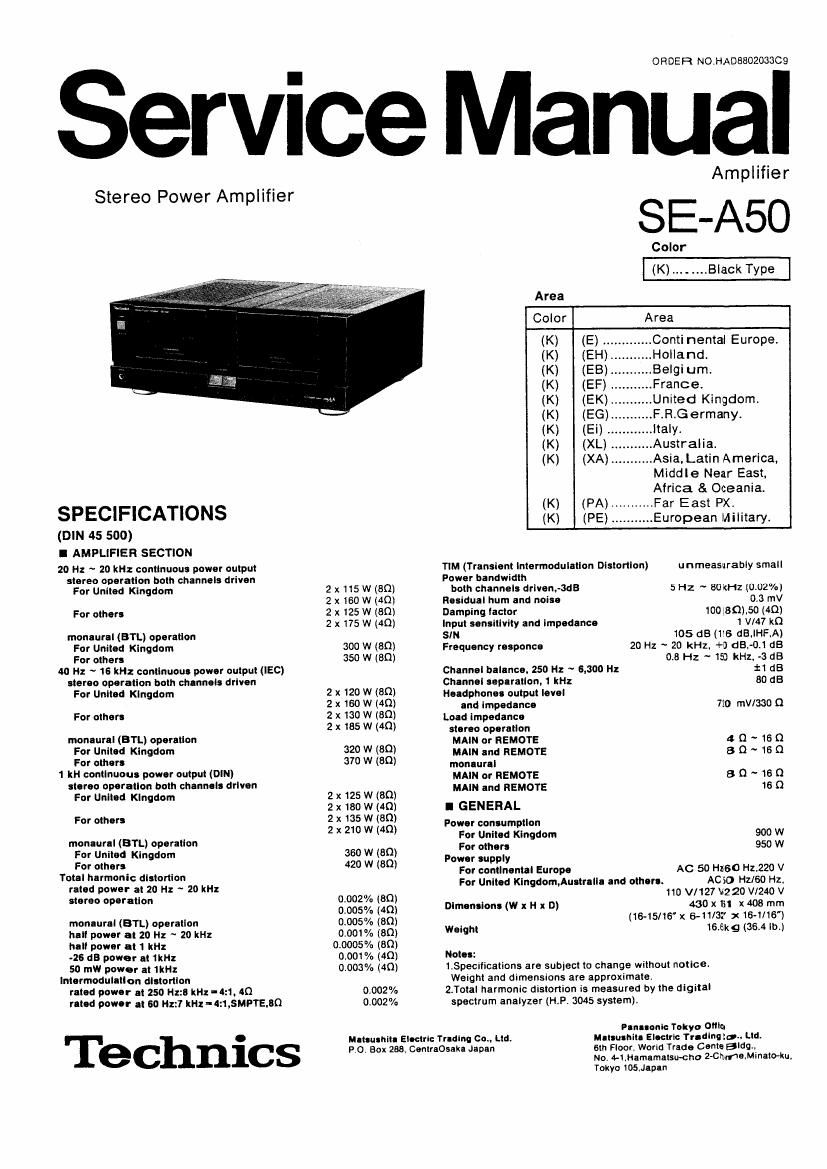 Technics SEA 50 Service Manual