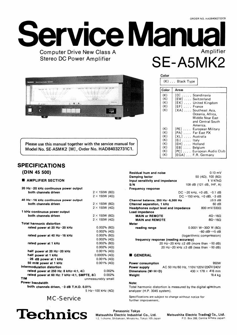 Technics SEA 5 Mk2 Service Manual