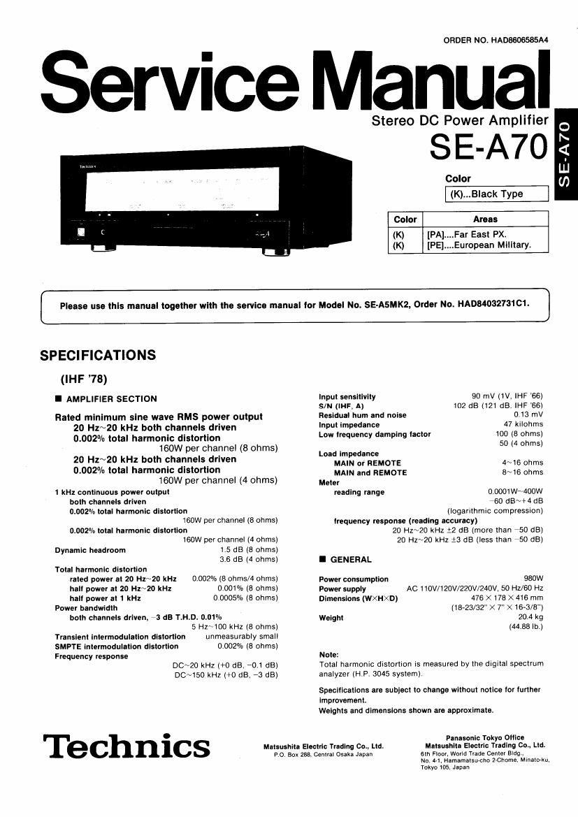 Technics SEA 70 Service Manual