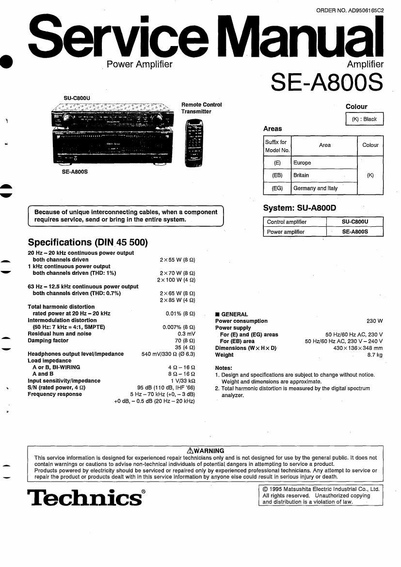 Technics SEA 800 S Service Manual