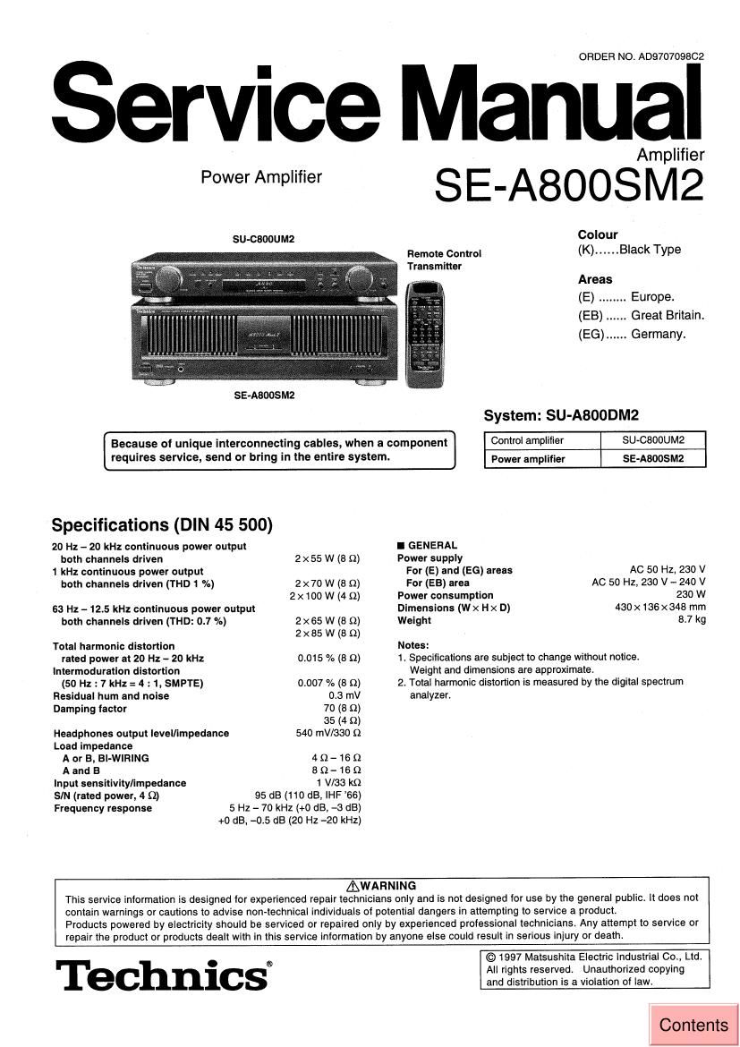 Technics SEA 800 SM 2 Service Manual