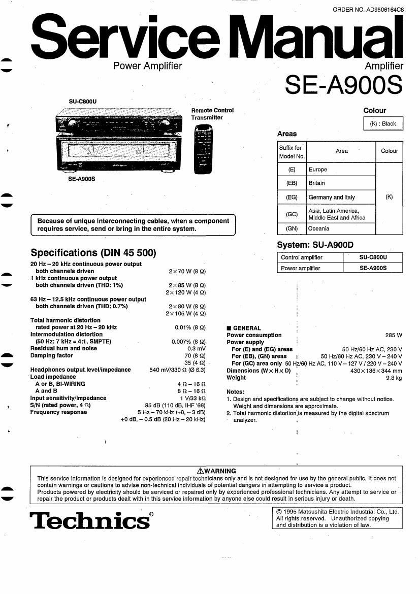 Technics SEA 900 S Service Manual
