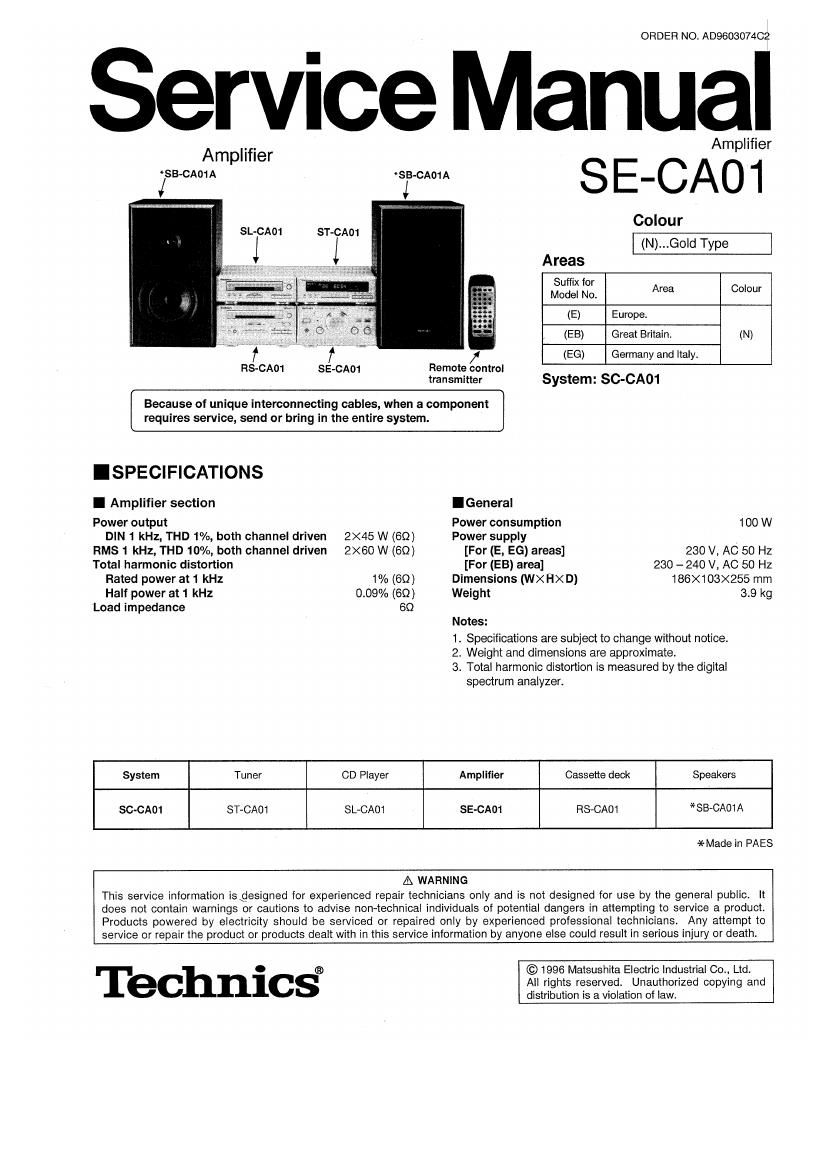 Technics SECA 01 Service Manual