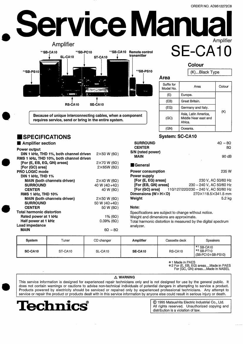 Technics SECA 10 Service Manual