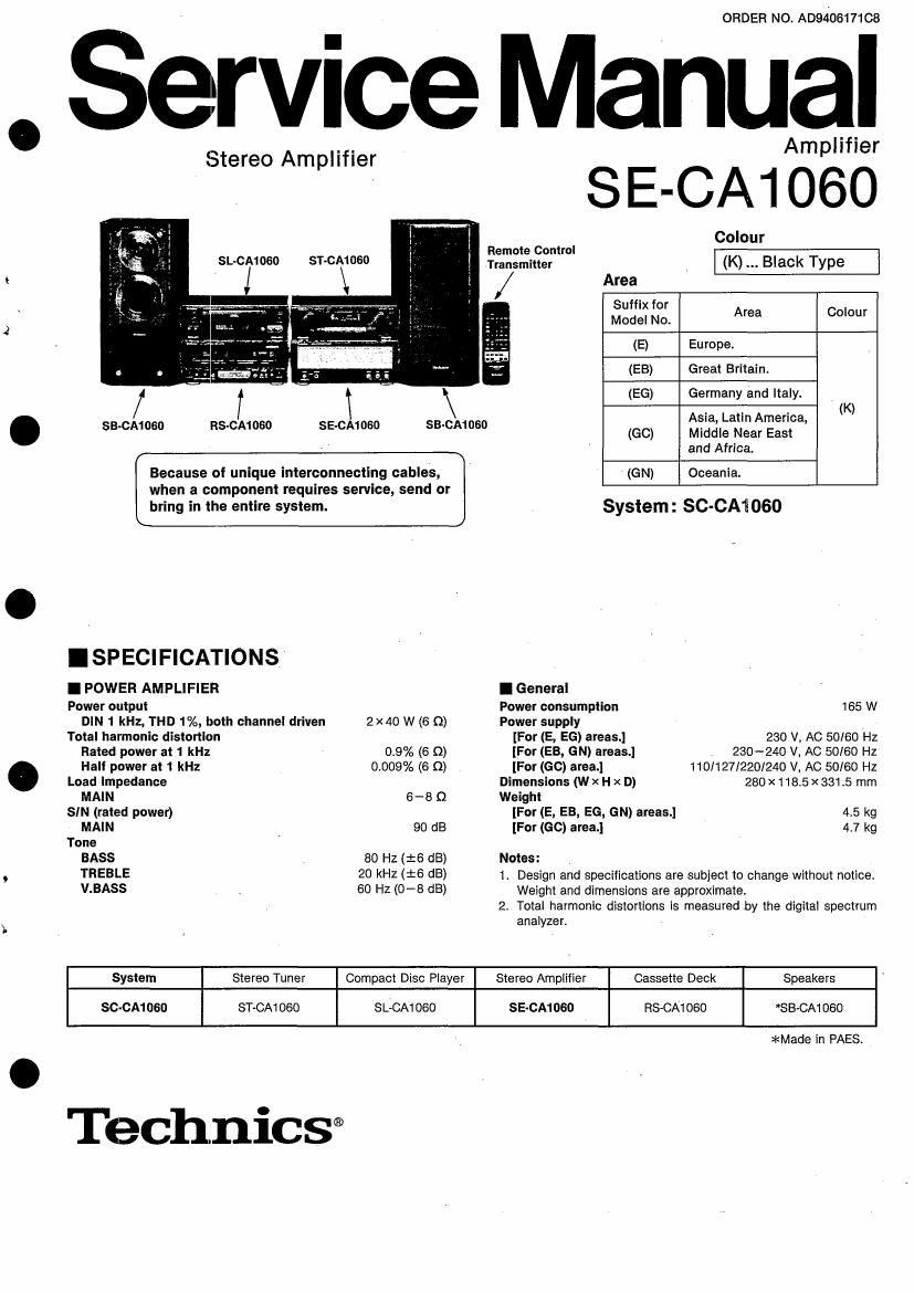 Technics SECA 1060 Service Manual