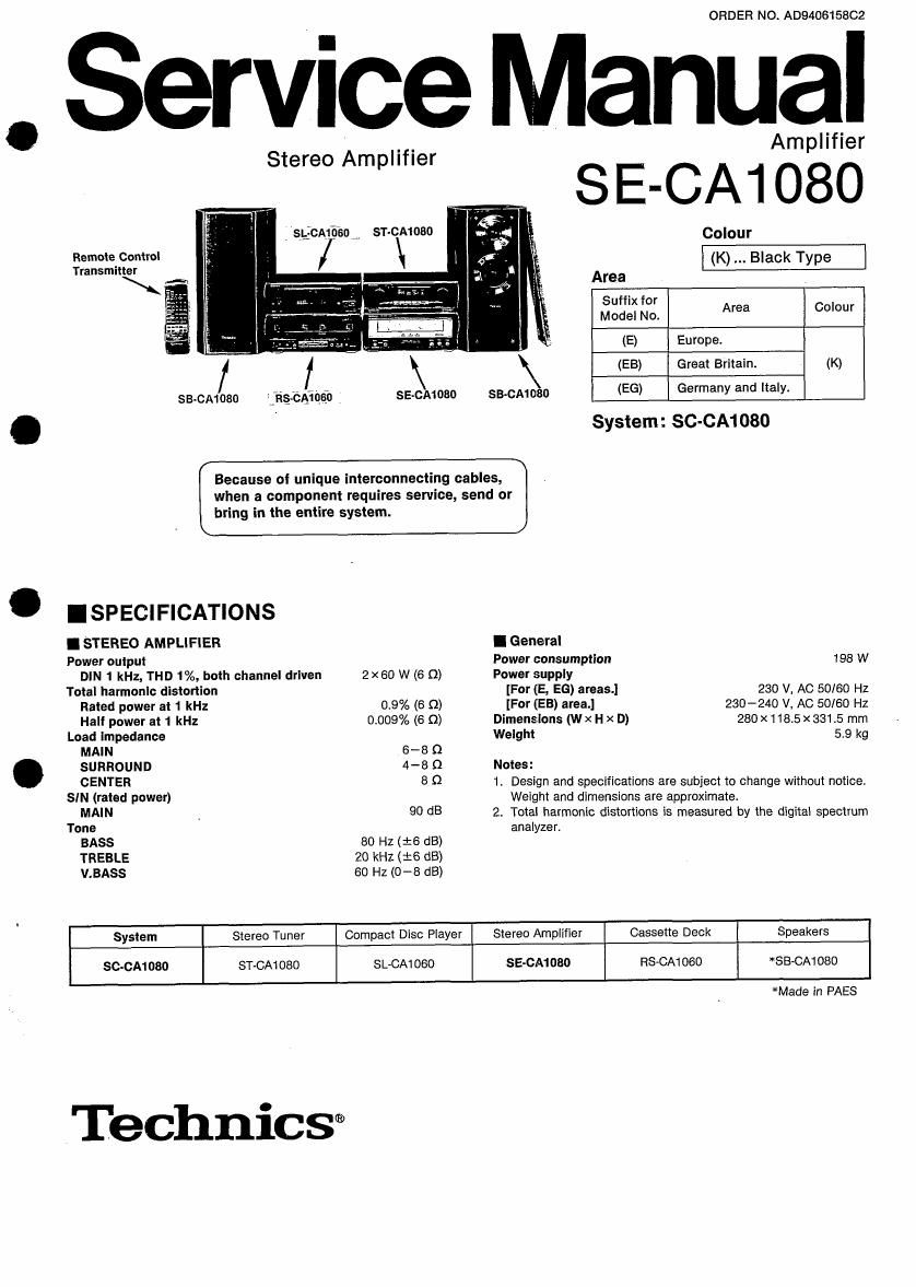 Technics SECA 1080 Service Manual