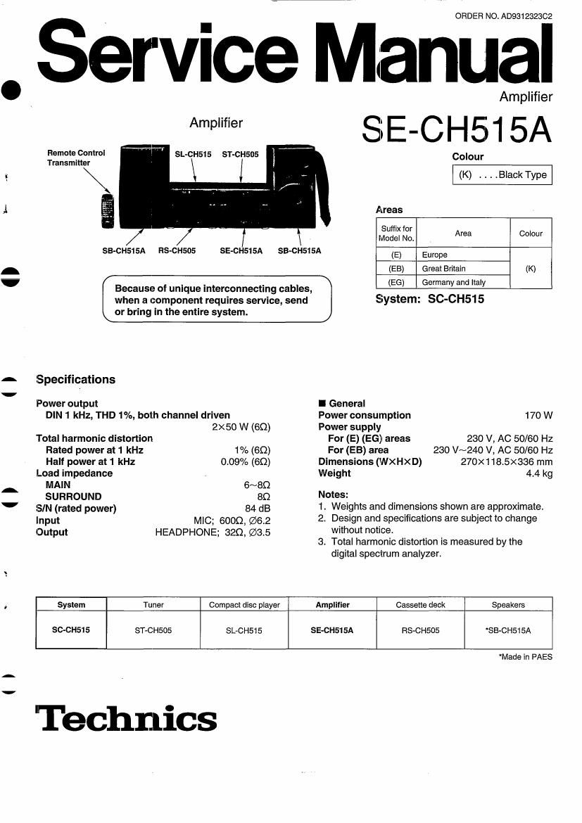 Technics SECH 515 A Service Manual