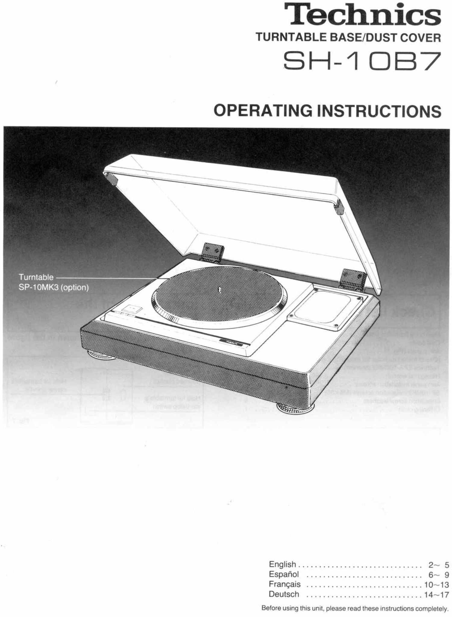 Technics SH 10 B 7 Owners Manual