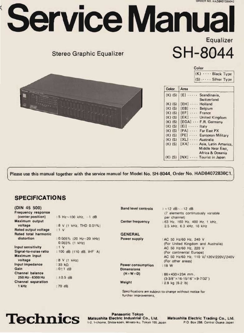 Technics SH 8044 Service Manual