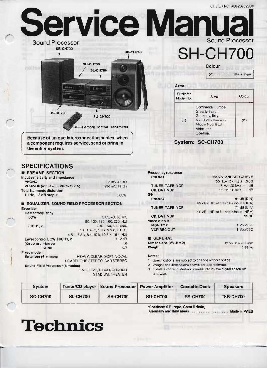 Technics SHCH 700 Service Manual