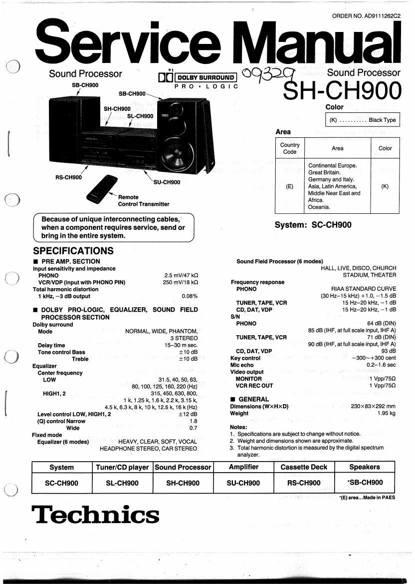 Technics SHCH 900 Service Manual