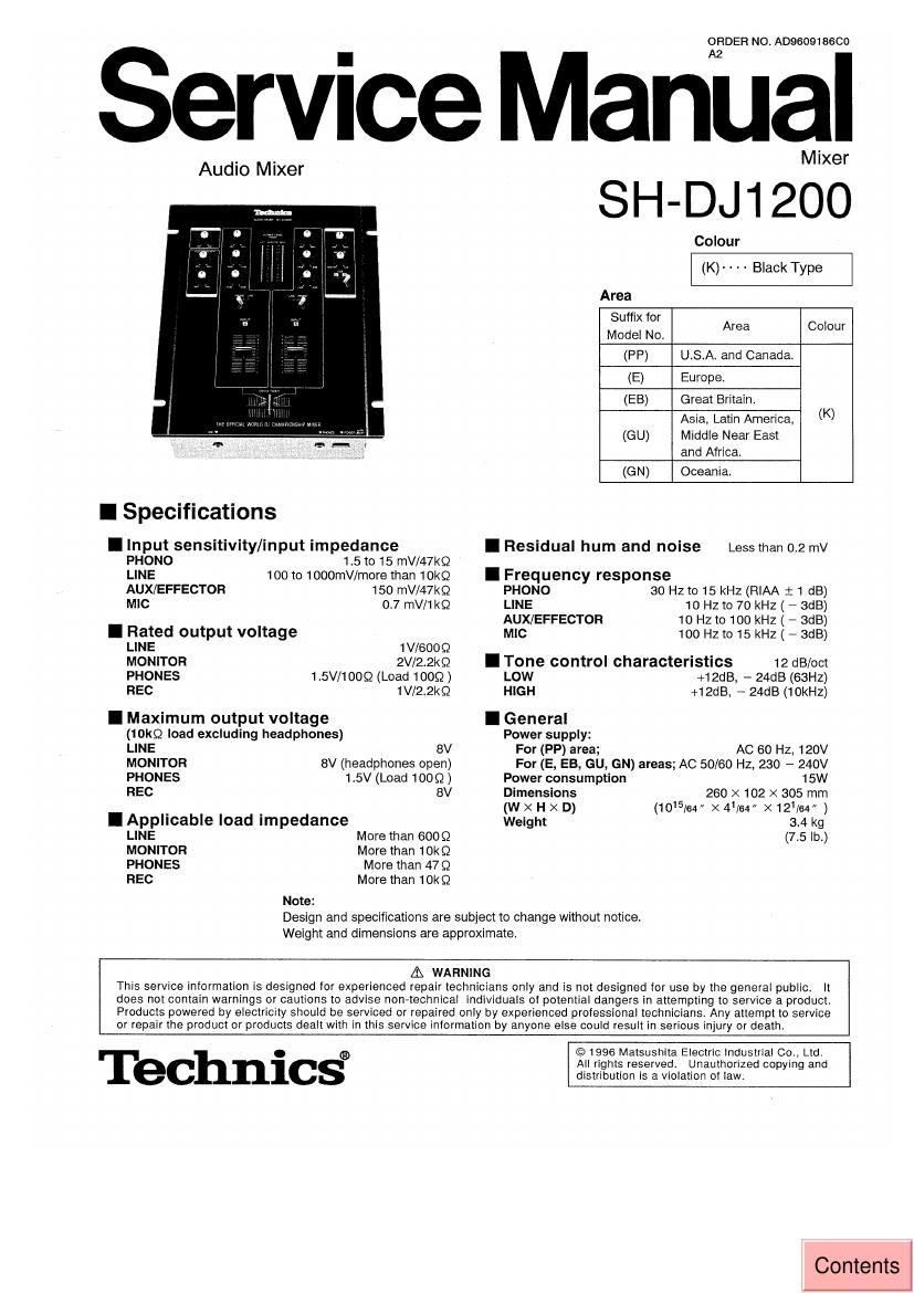Technics SHDJ 1200 Service Manual
