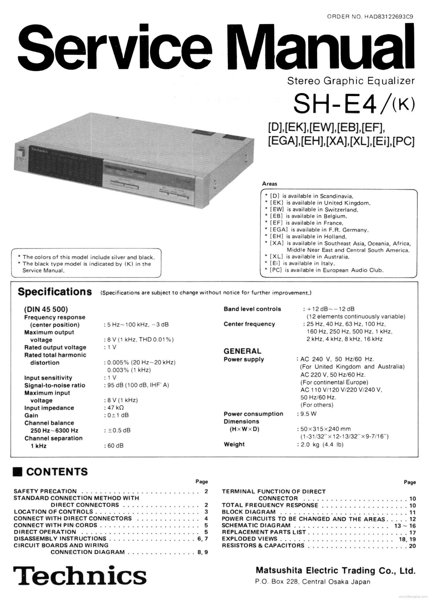 Technics SHE 4 Service Manual