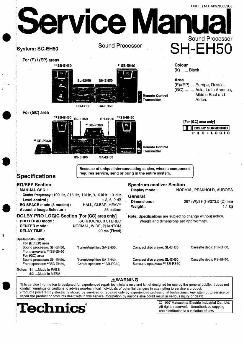 Technics SHEH 50 Service Manual