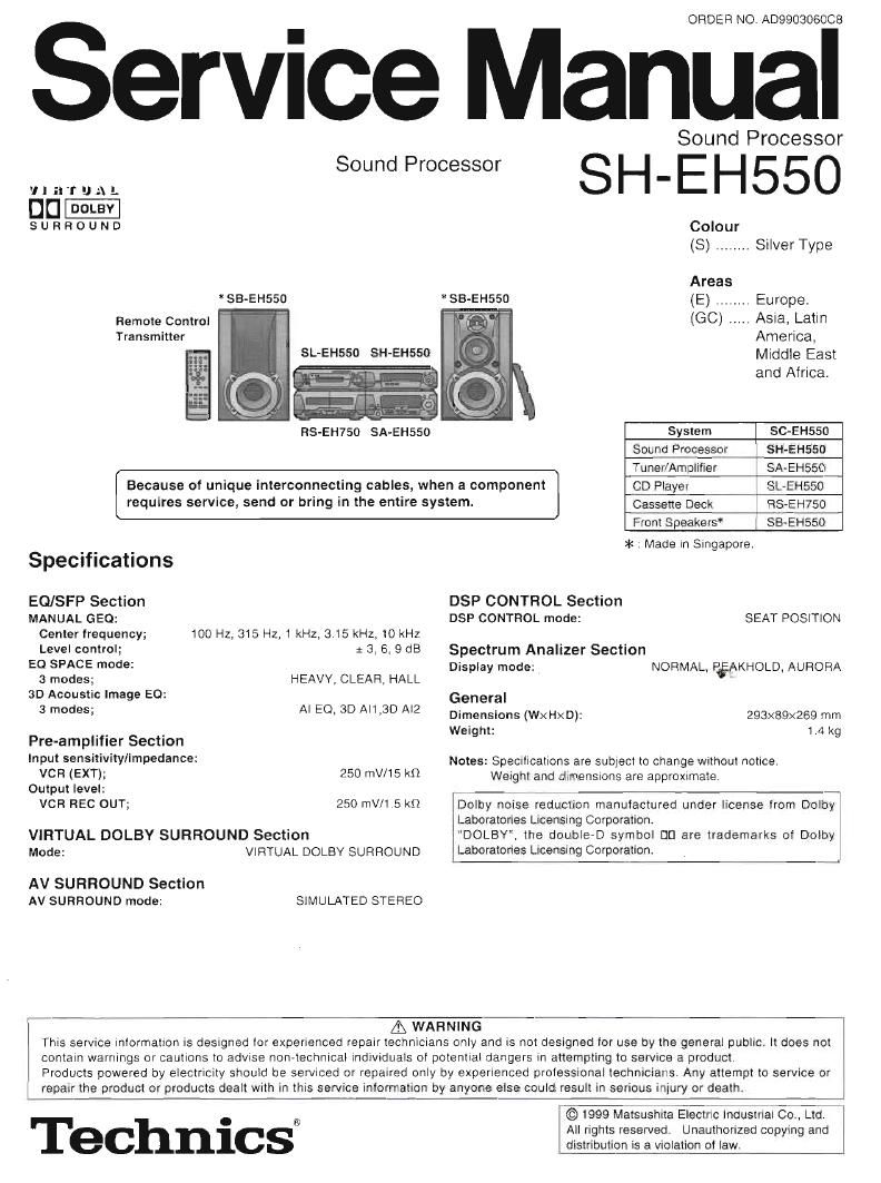 Technics SHEH 550 Service Manual