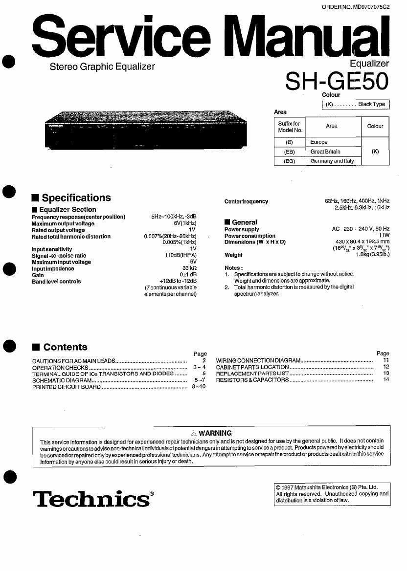 Technics SHGE 50 Service Manual