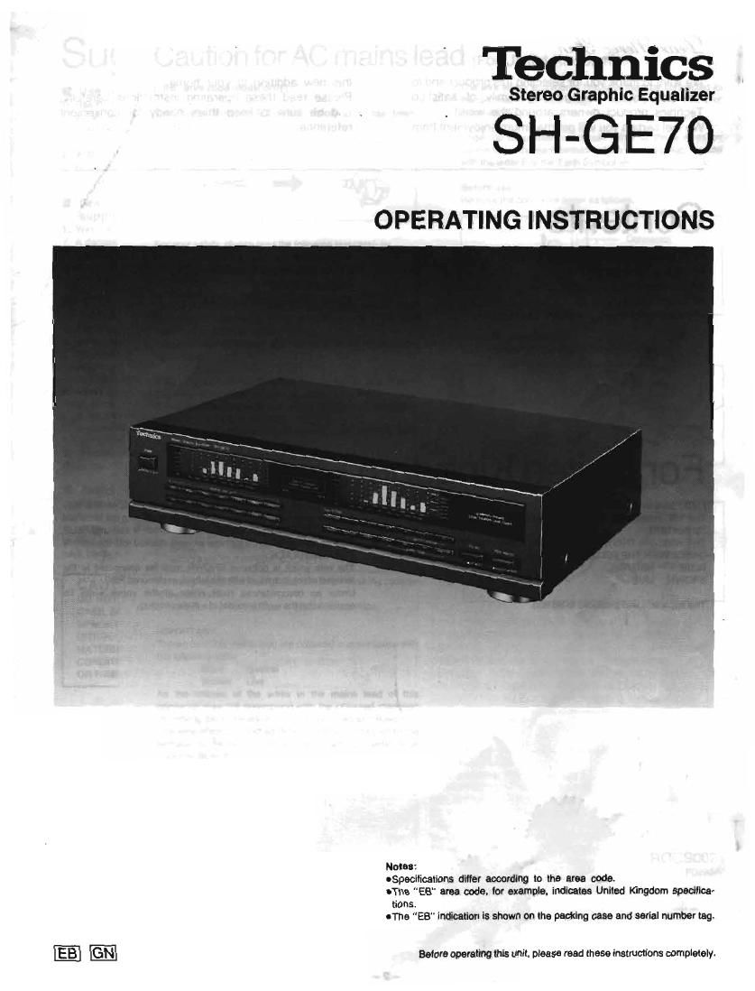 Technics SHGE 70 Owners Manual