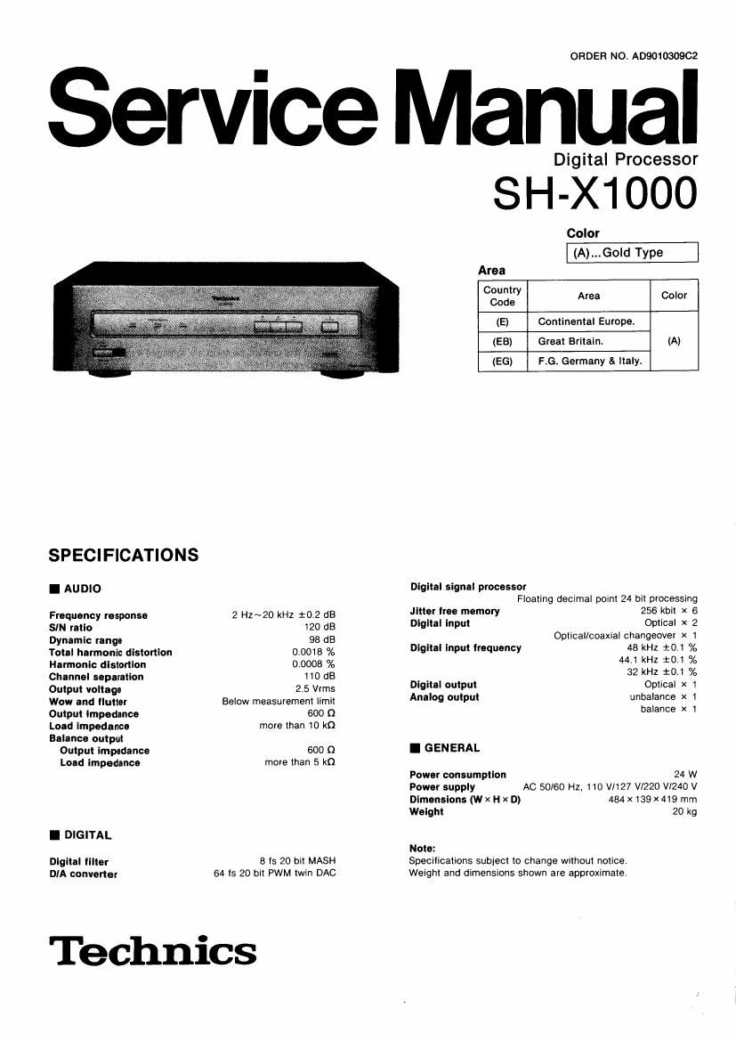 Technics SHX 1000 Service Manual