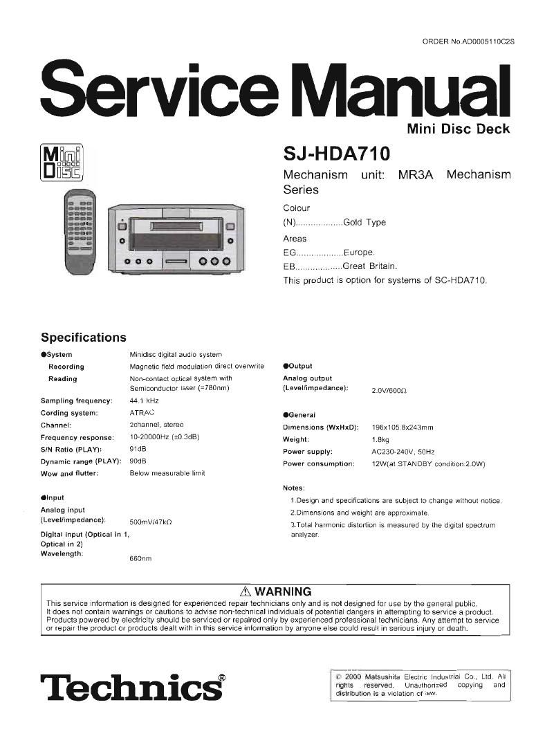 Technics SJHDA 710 Service Manual