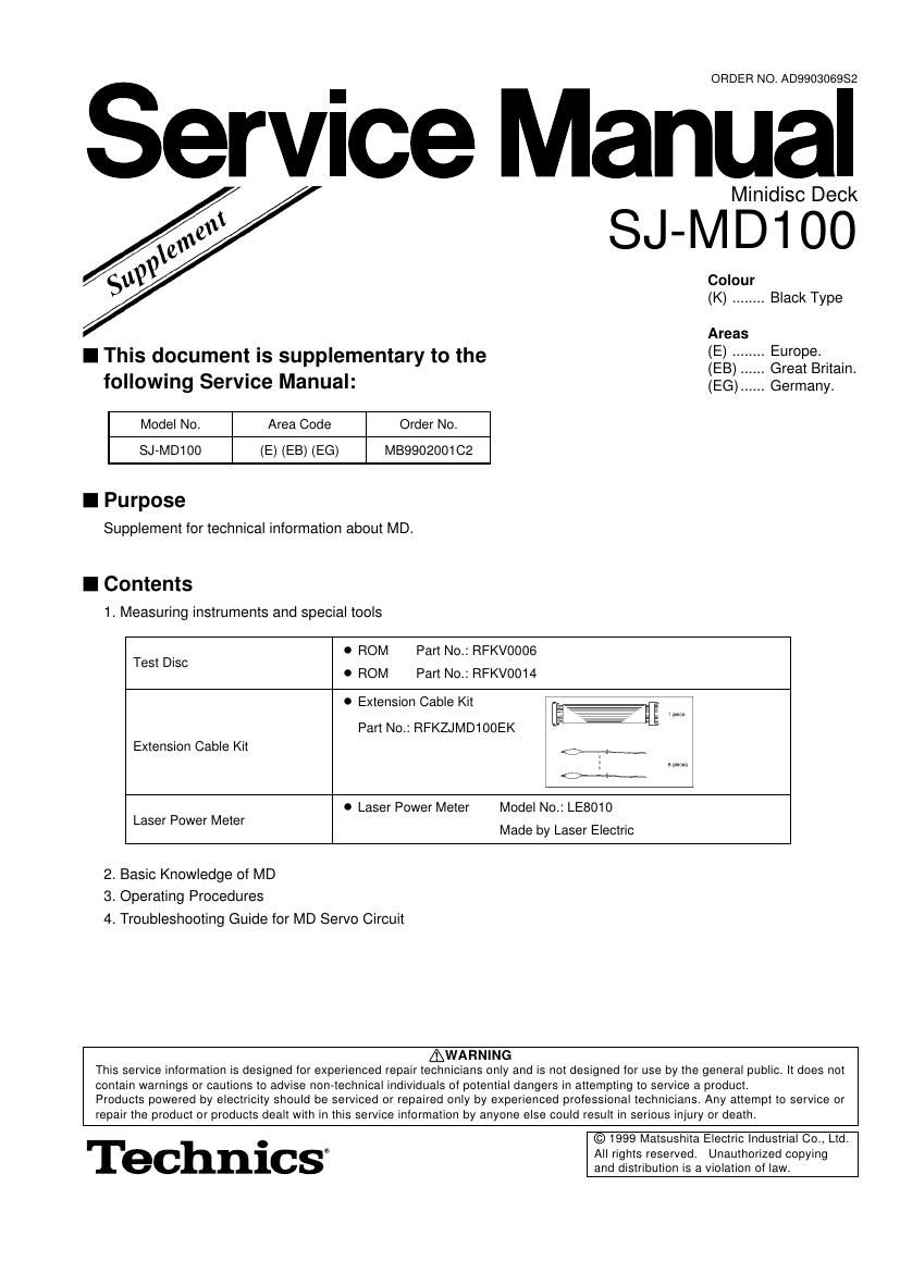 Technics SJMD 100 Service Manual