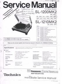 Technics SL 1200 Mk2 Owners Manual