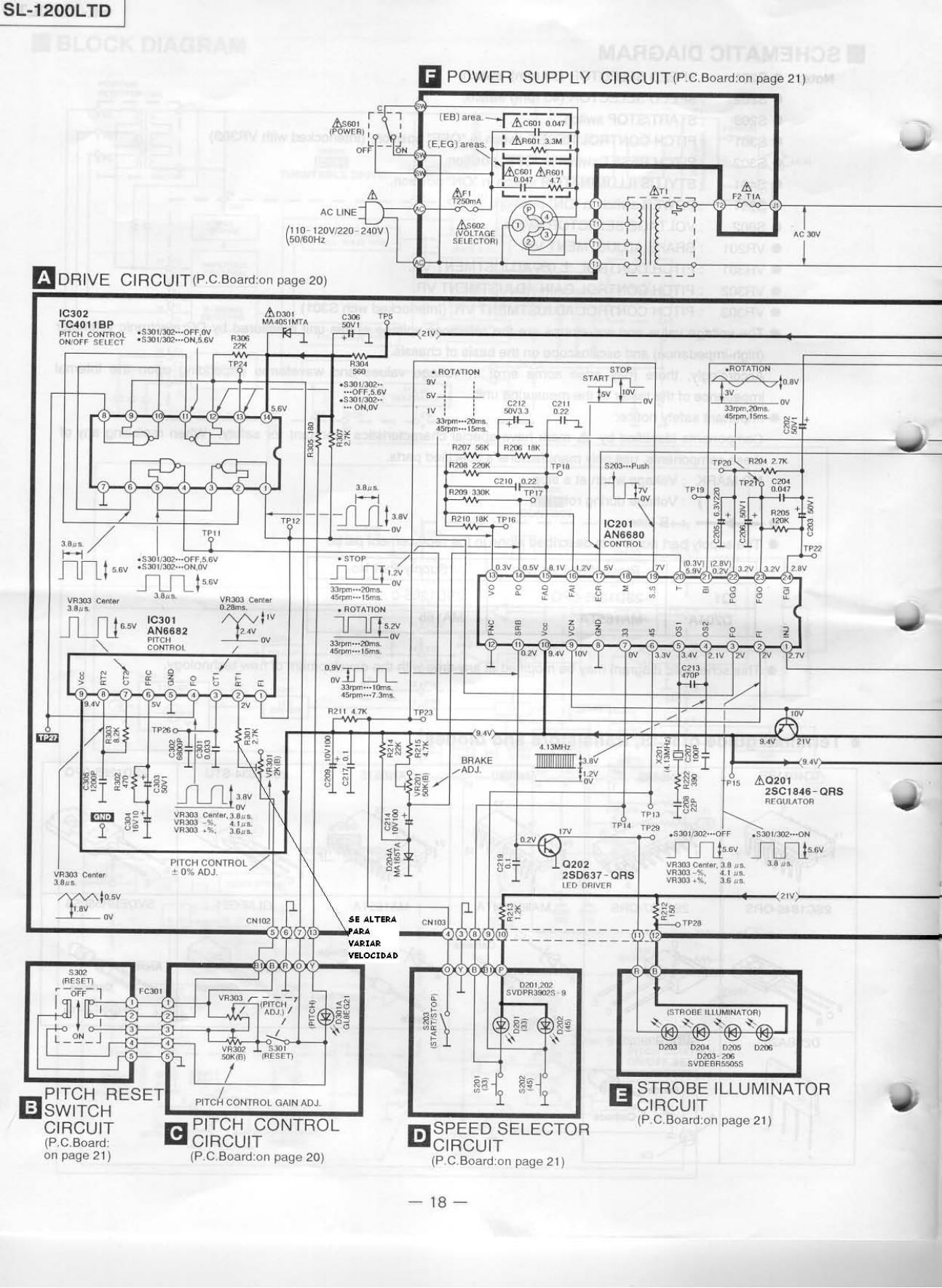 Technics SL 1200 Mk2 Schematics