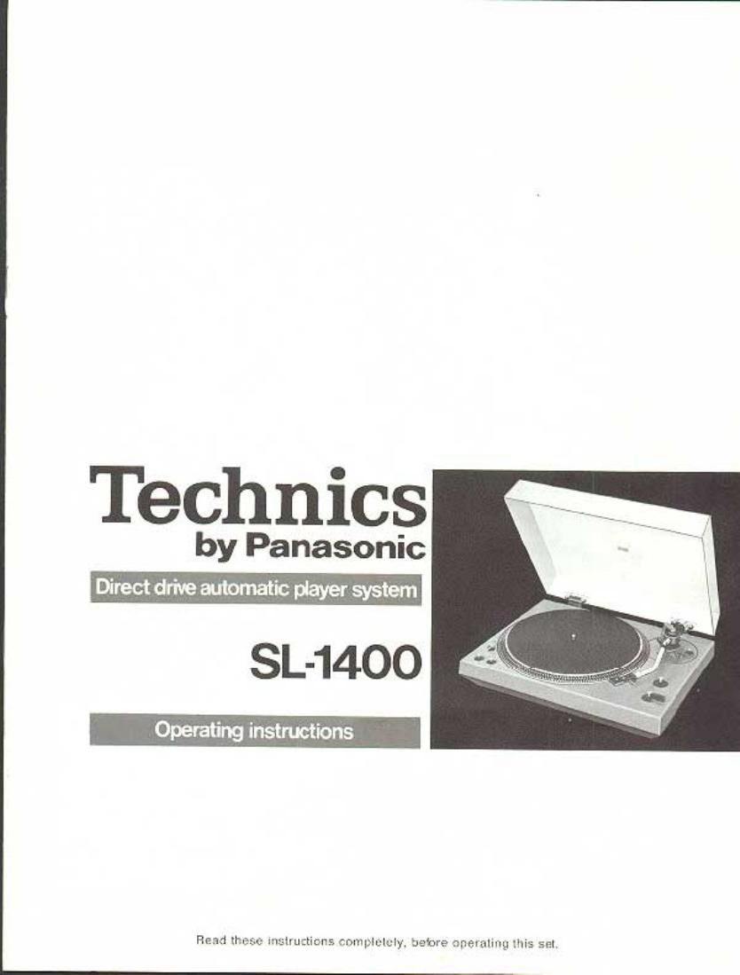 Technics SL 1400 Owners Manual