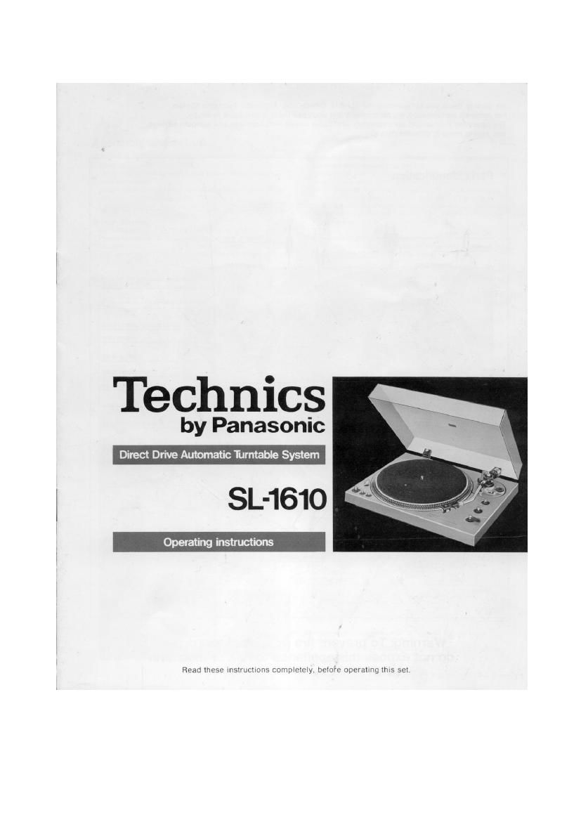 Technics SL 1610 Owners Manual